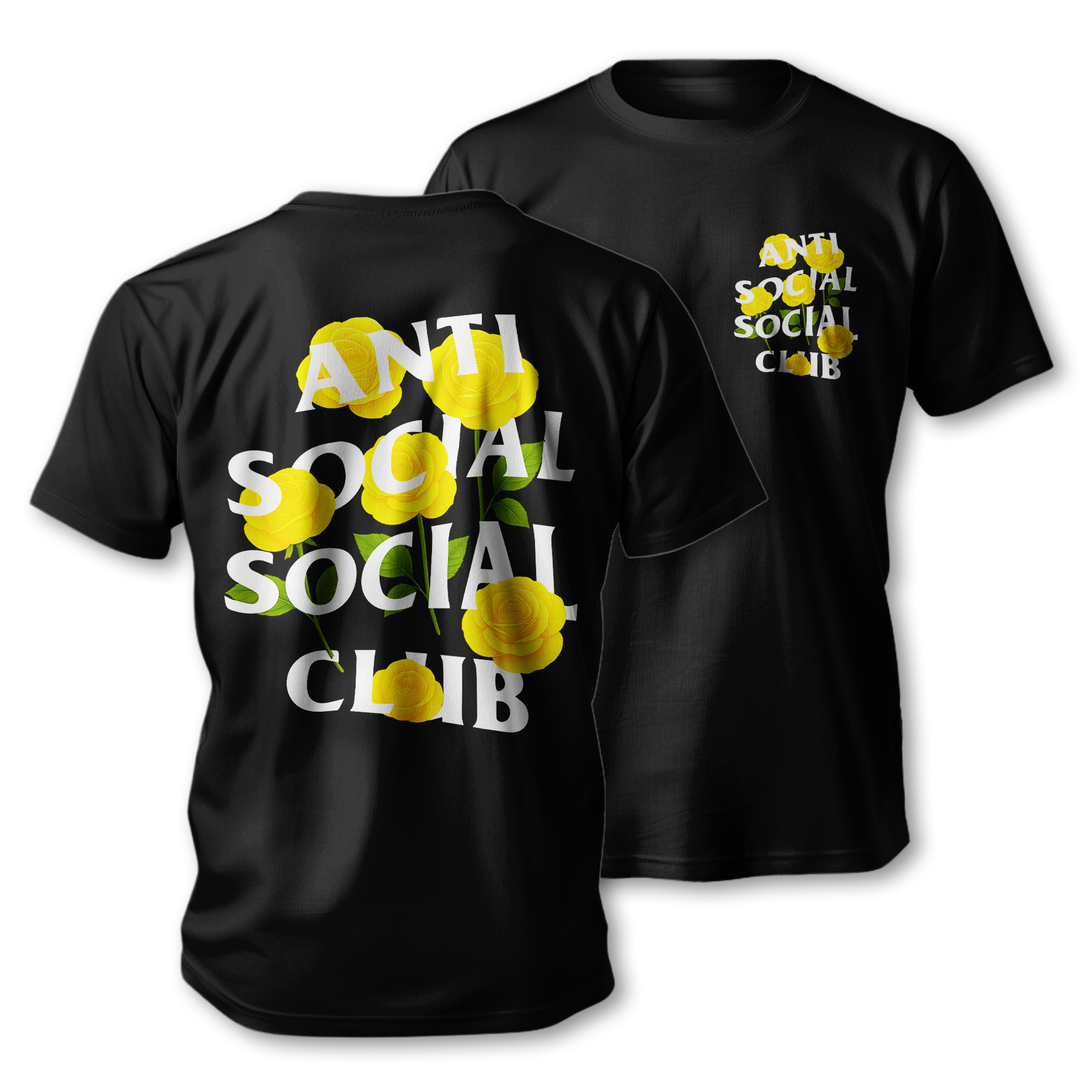 Playera Anti Social Club Para Hombre Rosas Amarillas