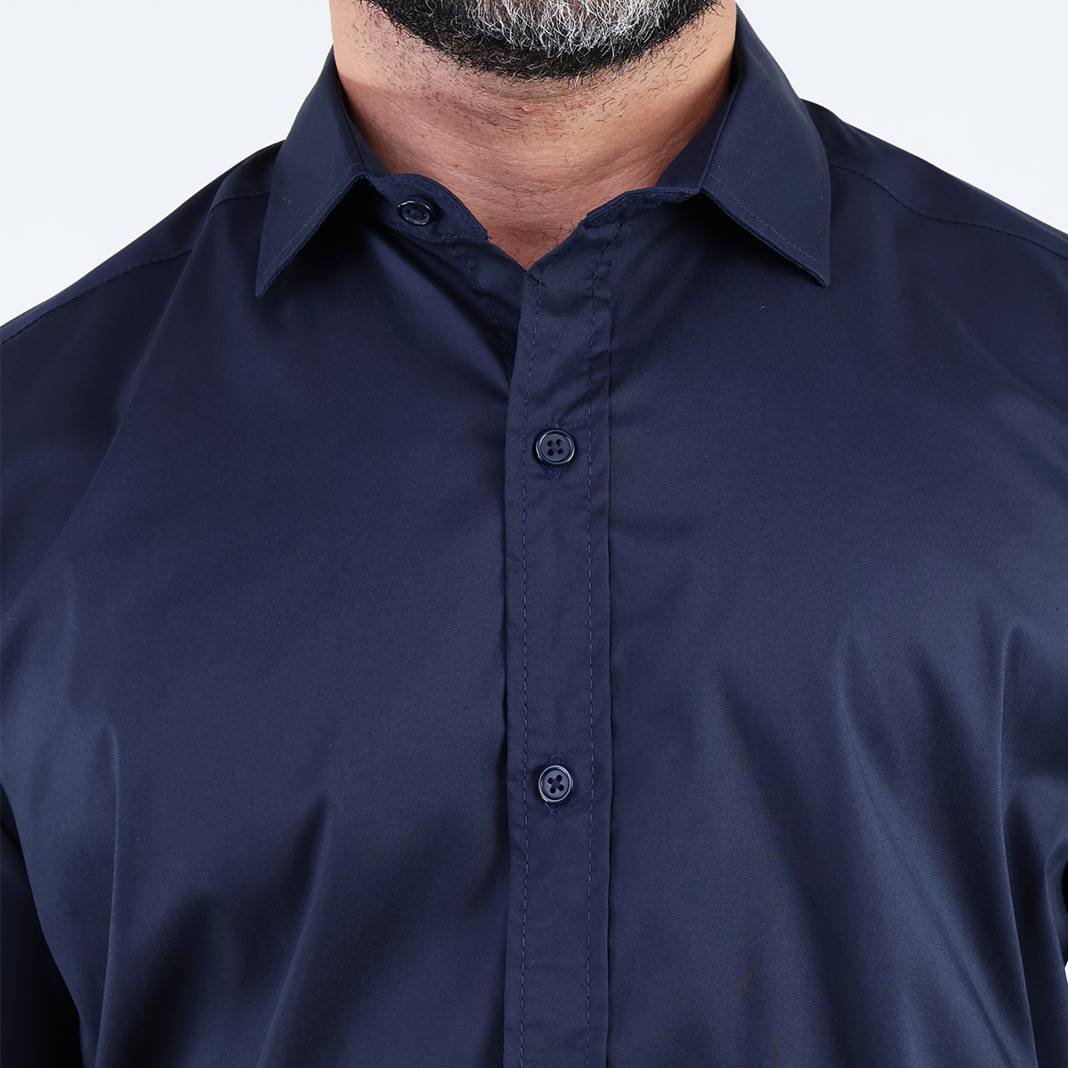 Camisa de Vestir Moda Manga Larga Slim Fit Azul Marino  Para Hombre