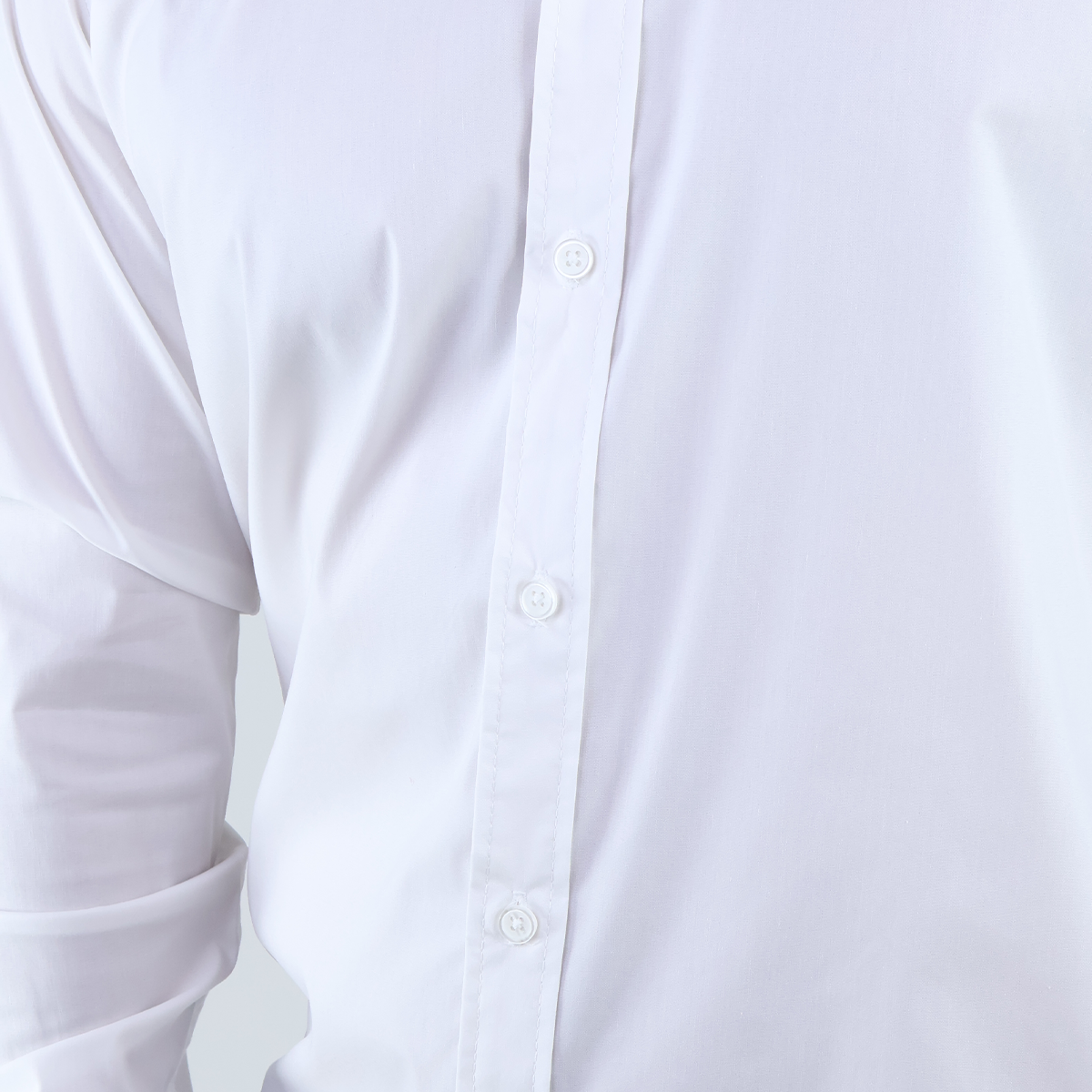 Camisa de Vestir Manga Larga Blanco Slim Fit Cuello Italiano Para Hombre