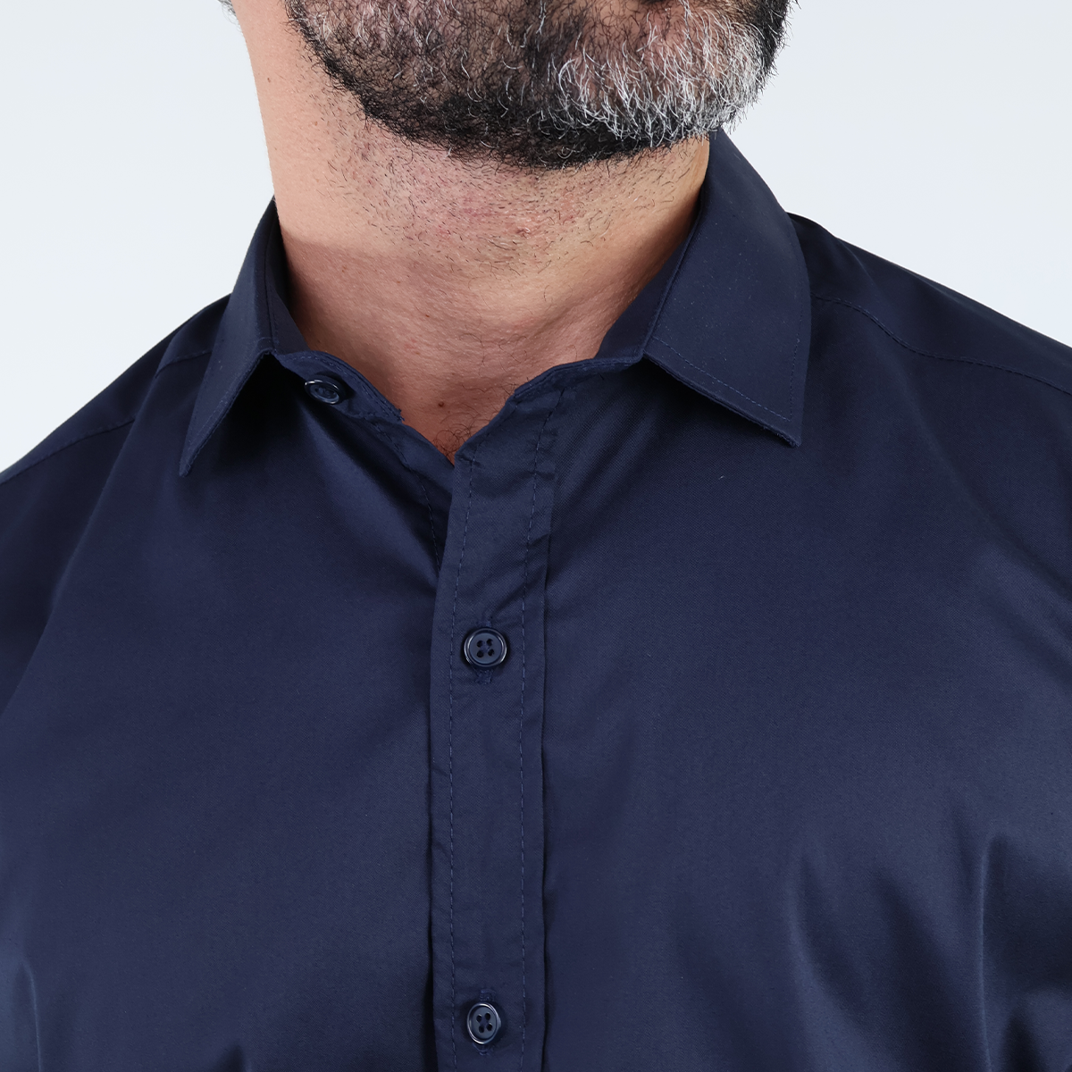 Camisa de Vestir Moda Manga Larga Slim Fit Azul Marino  Para Hombre