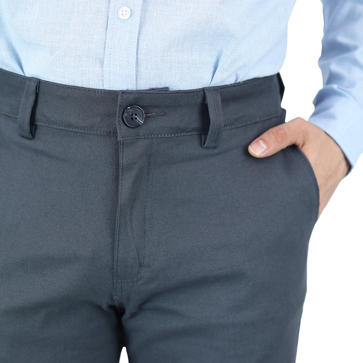 Pantalón Stretch Color Gris Slim Fit De Algodón Para Hombre