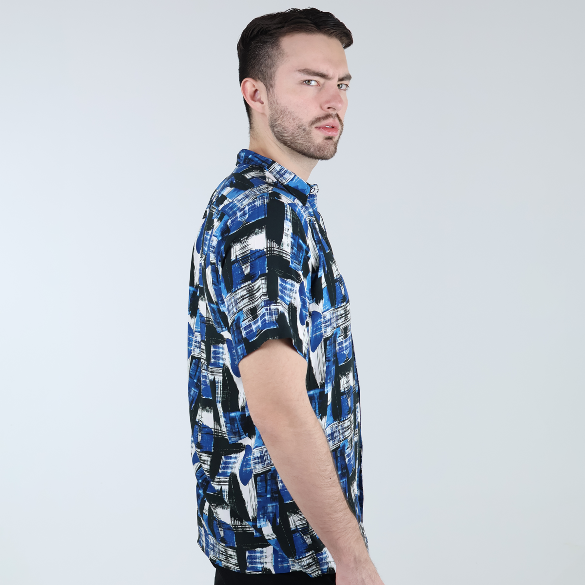 Camisa De Viscosa Hombre Estampado Exclusivo Corte Relax Casual