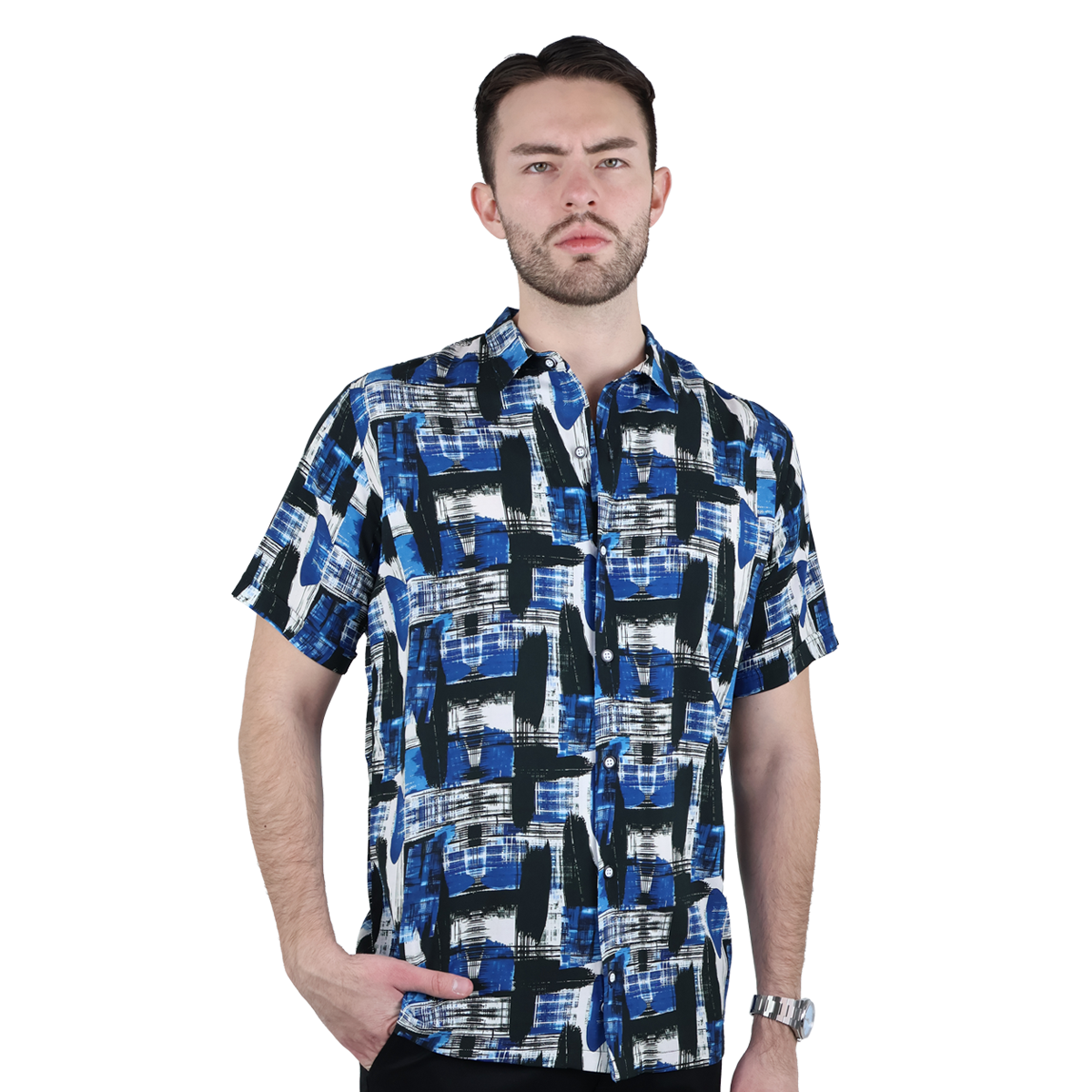 Camisa De Viscosa Hombre Estampado Exclusivo Corte Relax Casual
