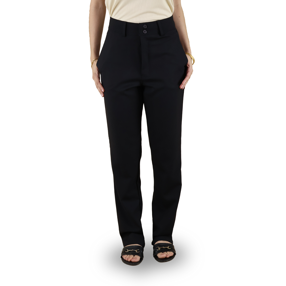 Pantalón Negro De Vestir Para Dama Elegante Oficina Moda Mujer