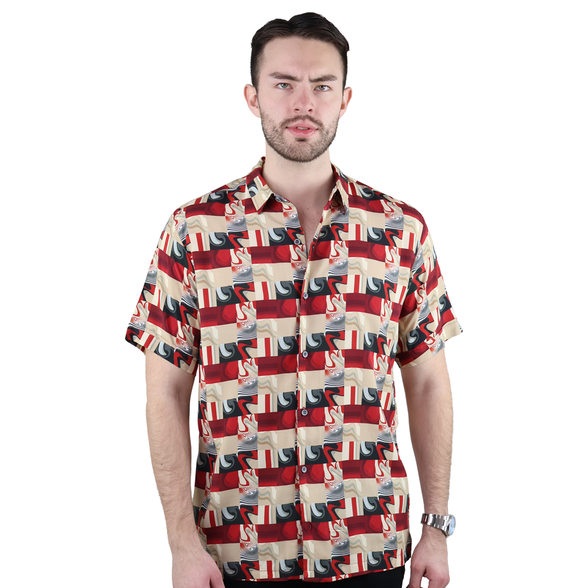 Camisa De Viscosa Hombre Estampado Exclusivo Corte Relax Casual
