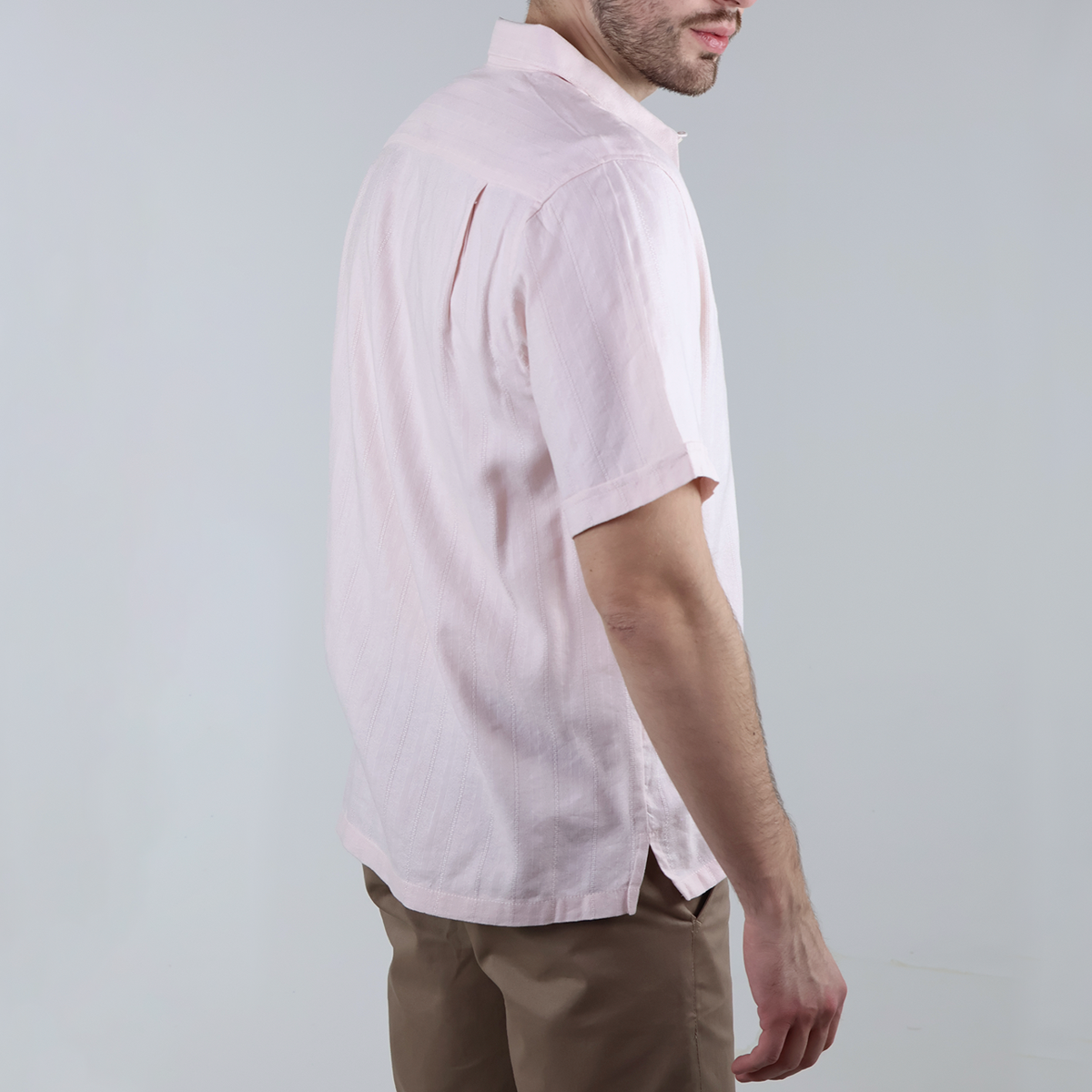 Camisa Verde Manzana Manga Corta Con Textura Ligera Para Hombre
