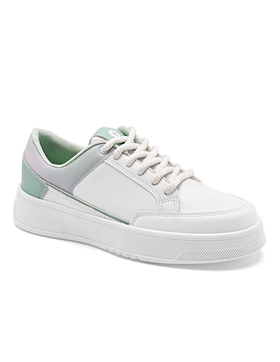 TENIS BLANCO  CON VERDE PARA MUJER 