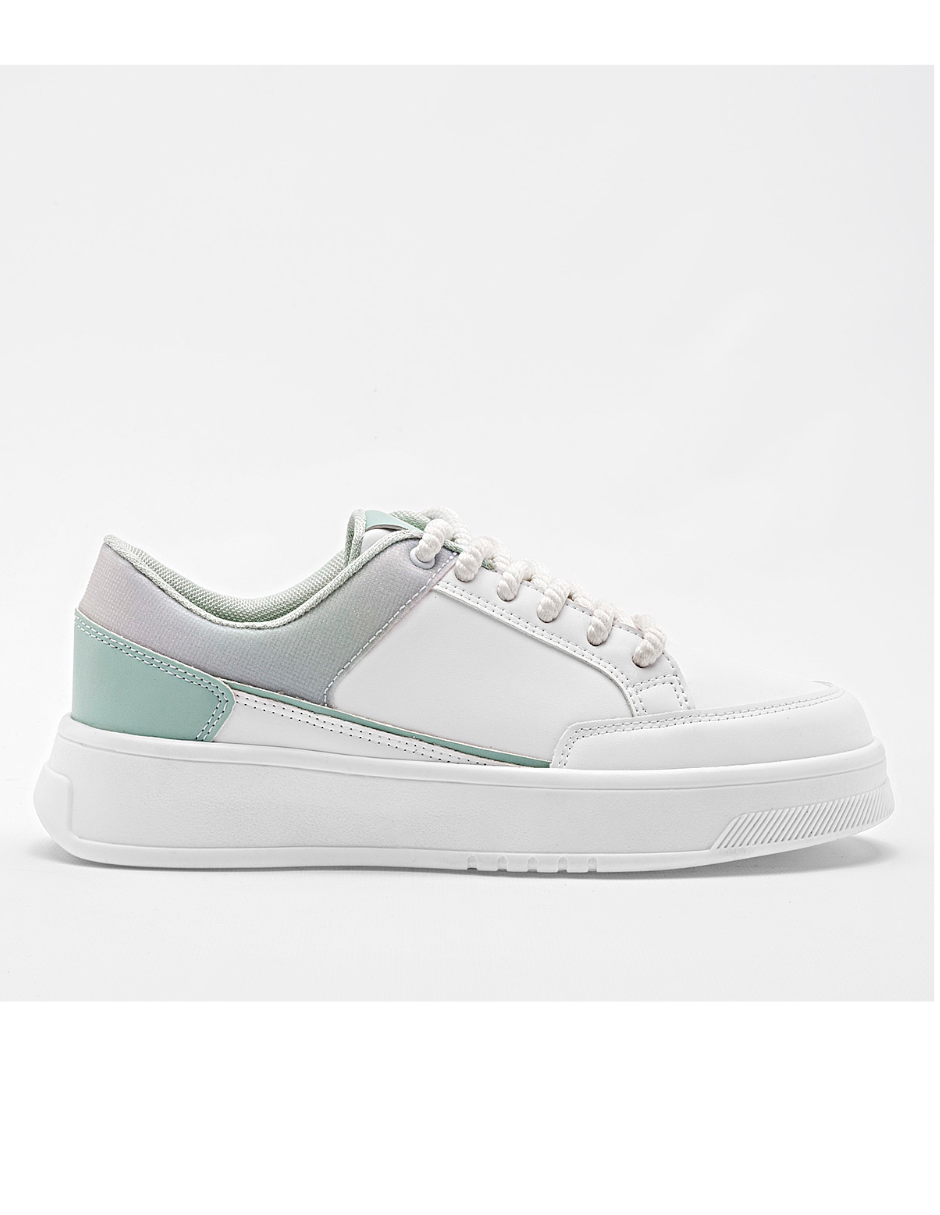 TENIS BLANCO  CON VERDE PARA MUJER 