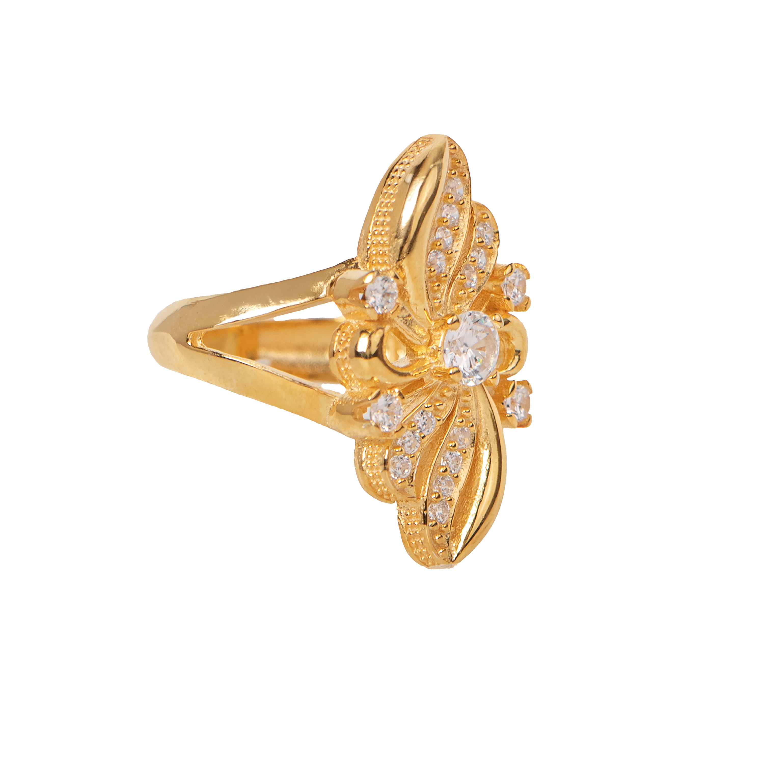 Anillo turco Marmara Kelebek de Plata 925, con baño de Oro de 14k y zirconia cúbica