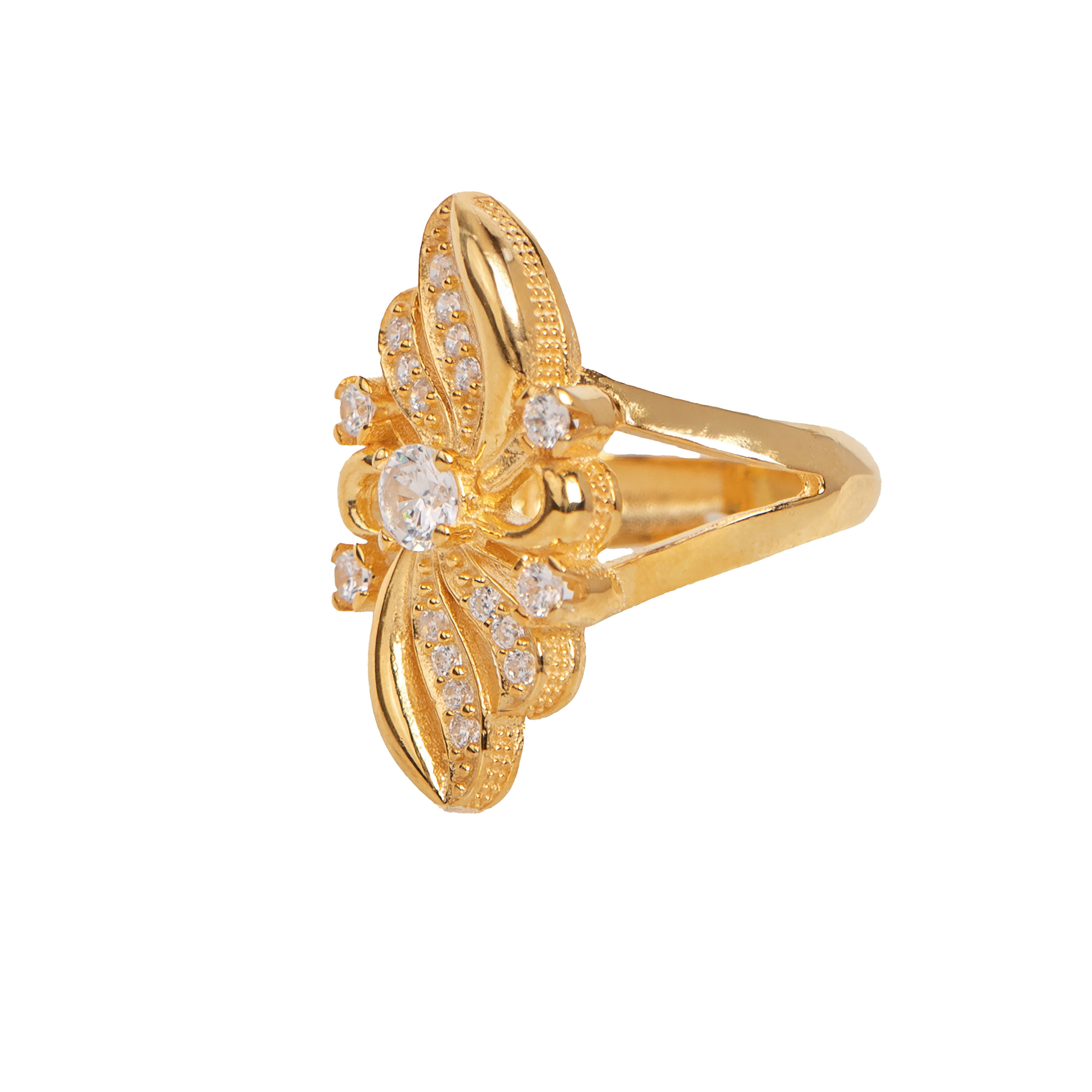 Anillo turco Marmara Kelebek de Plata 925, con baño de Oro de 14k y zirconia cúbica