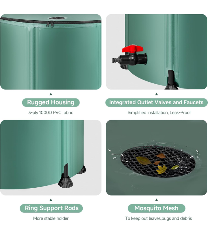 Recipiente para almacenamiento de agua plegable portátil 