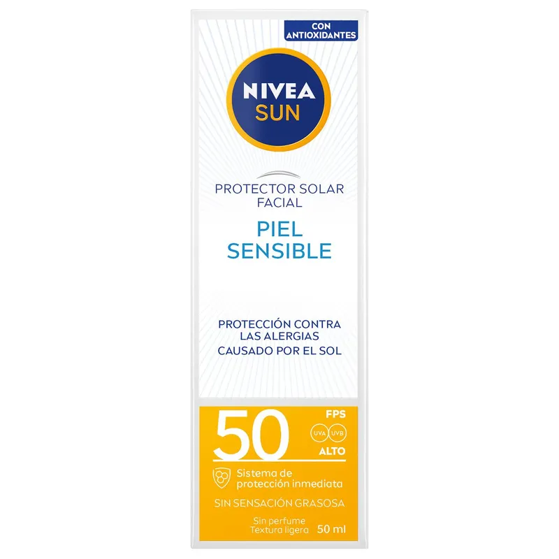 Nivea Sun protector solar fps50 piel sensible proteccion contra las alergias causadas por el sol
