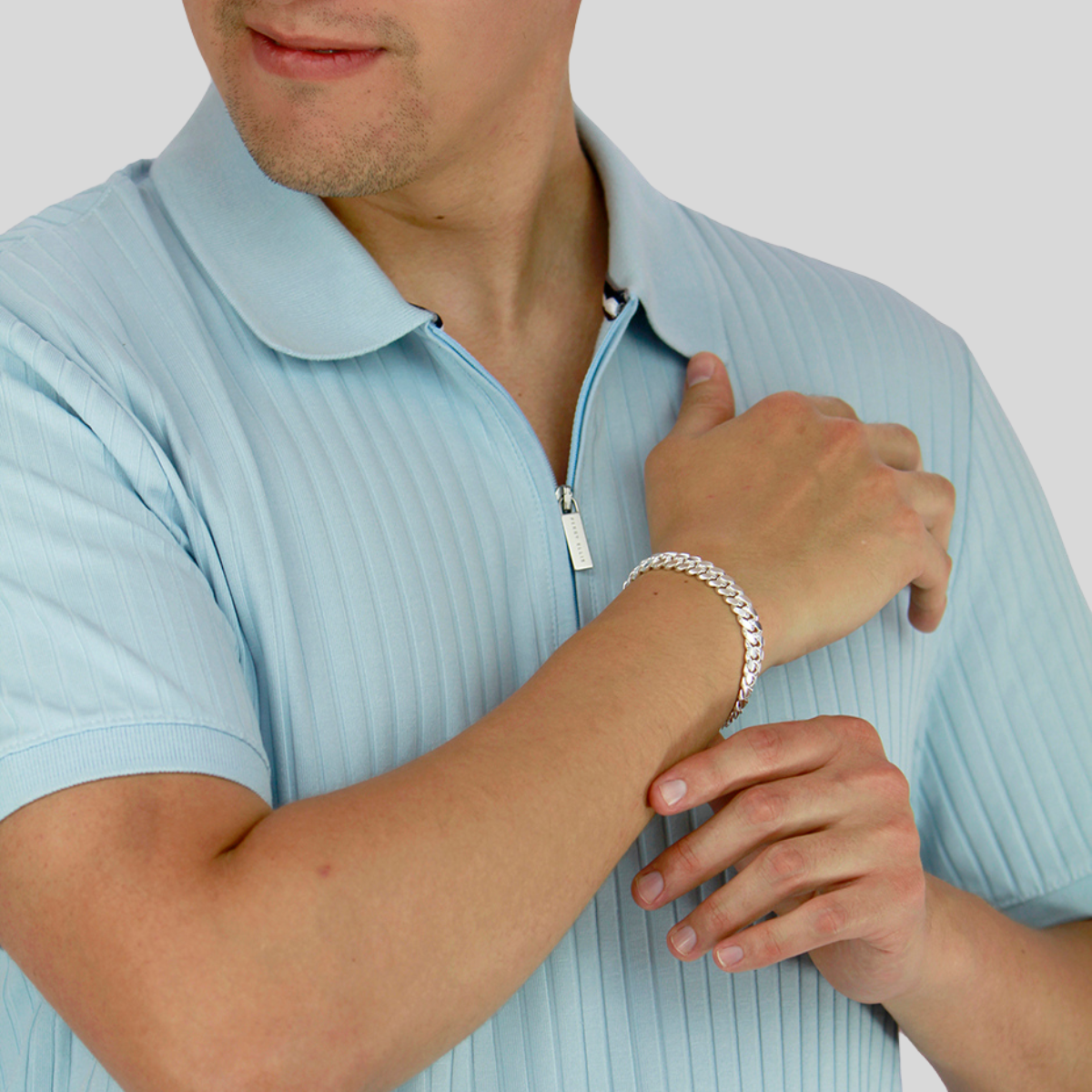 Pulso cubano plata .925 hombre 
