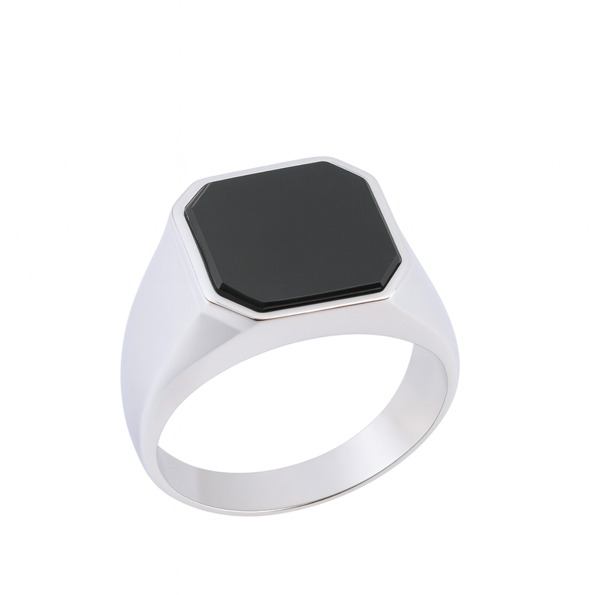 Anillo ónix de plata .925 octagonal de piedra natural