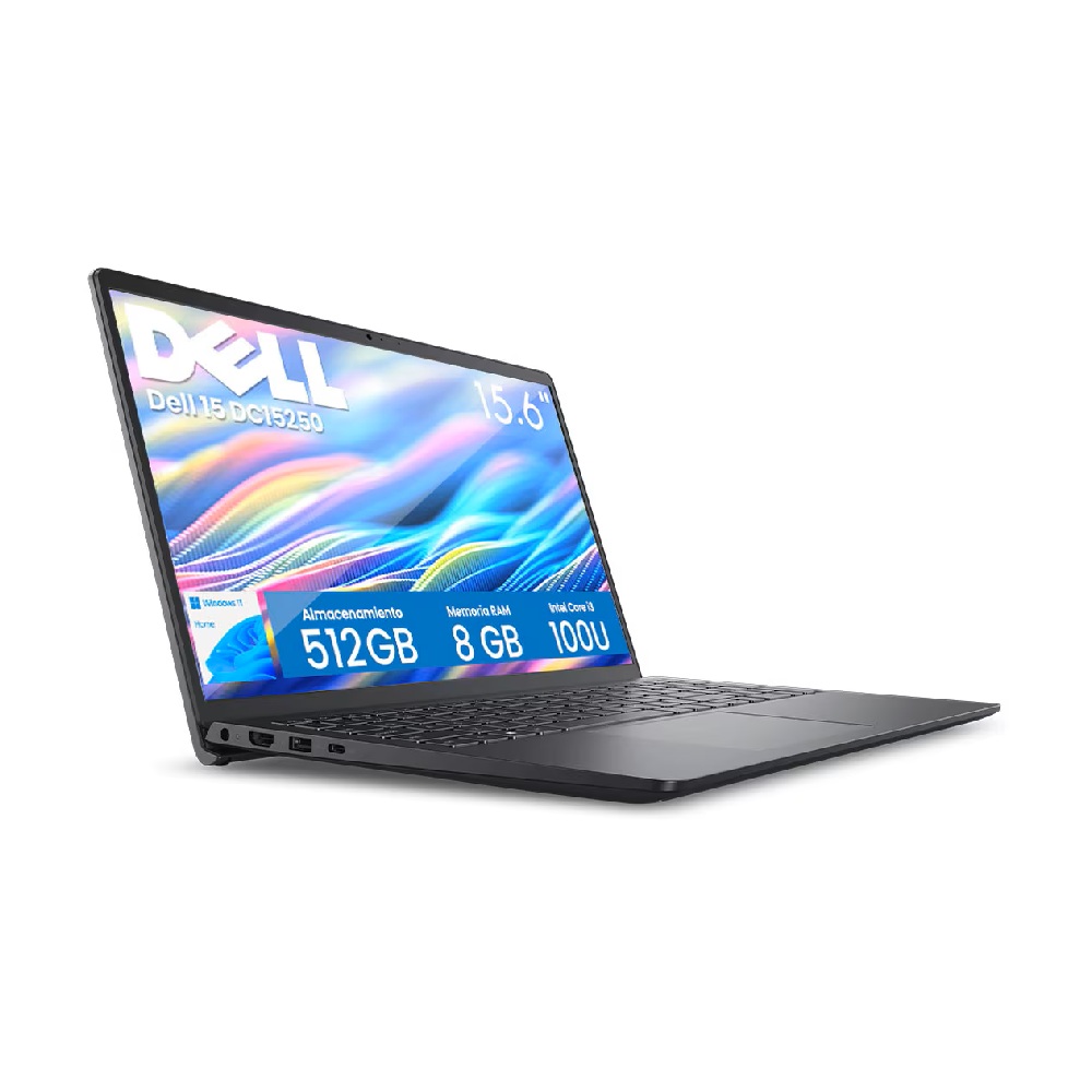 Laptop Dell 15.6” FHD | Intel Core i3-100U | 8GB RAM | 512GB SSD | Windows 11 | Color negro