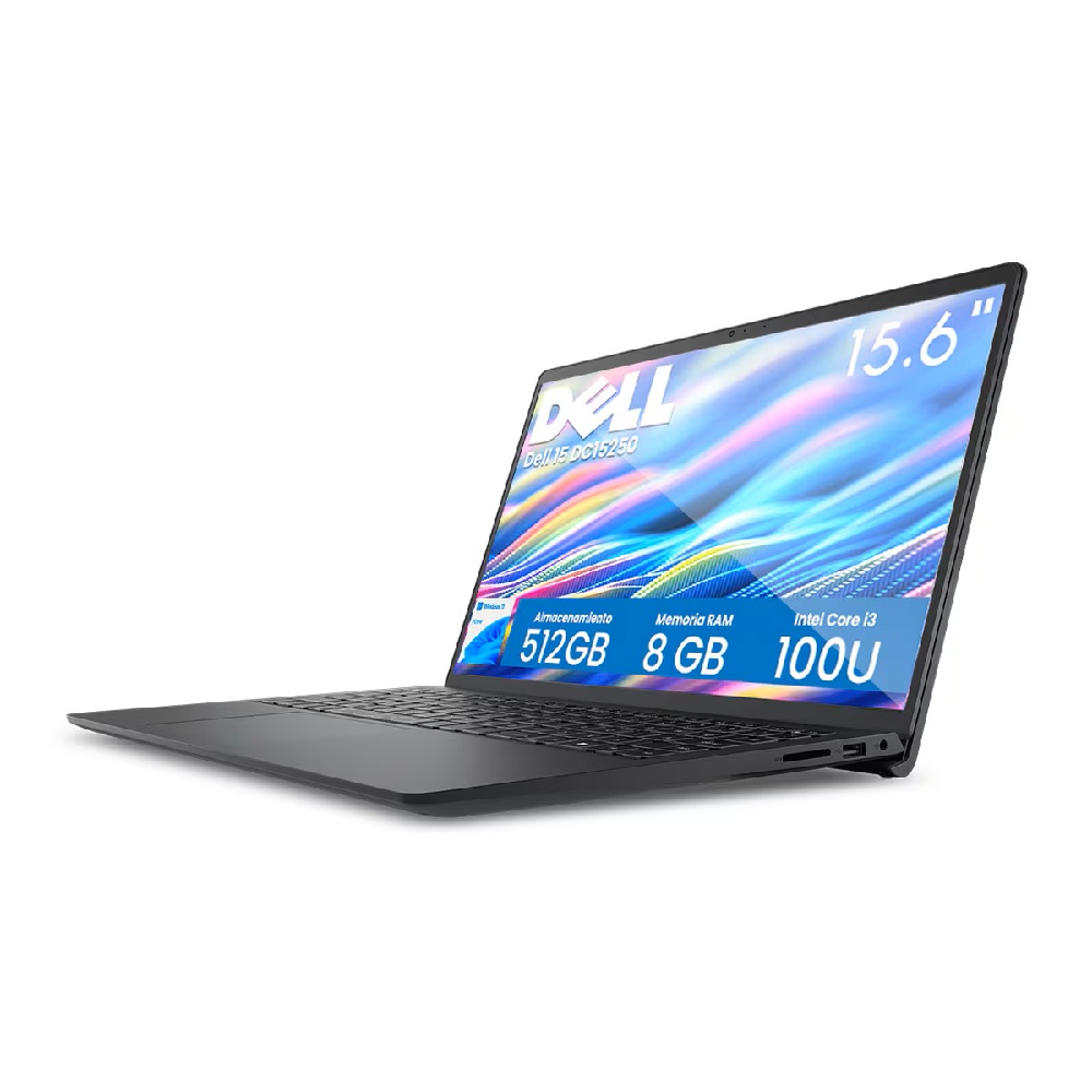 Laptop Dell 15.6” FHD | Intel Core i3-100U | 8GB RAM | 512GB SSD | Windows 11 | Color negro