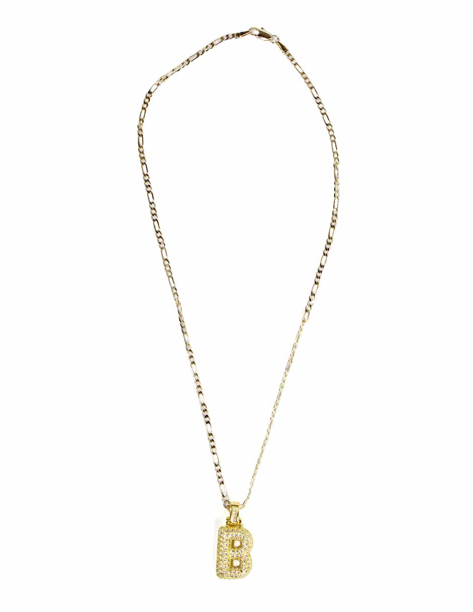 Collar con dije de oro laminado letra globo "B"