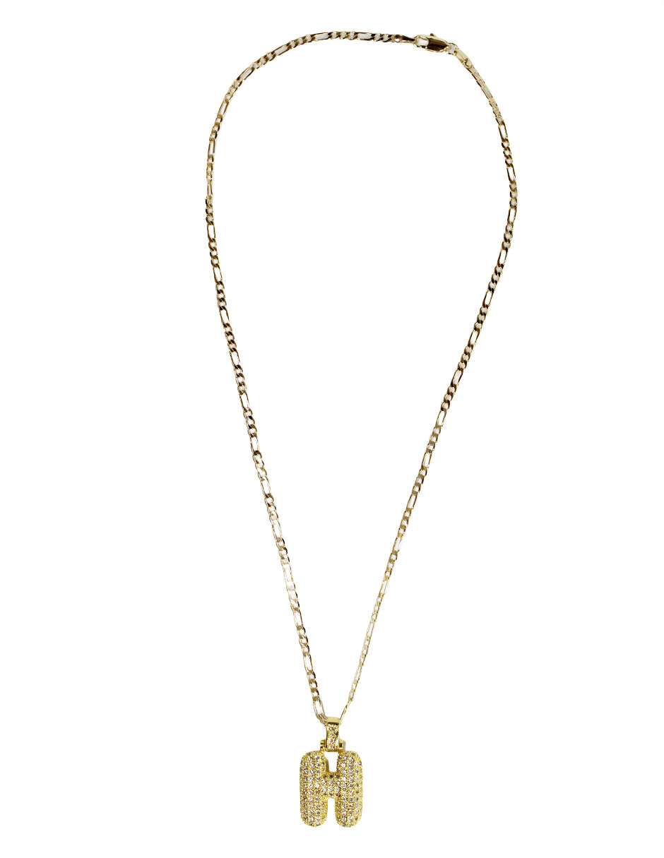 Collar con dije de oro laminado letra globo "H"