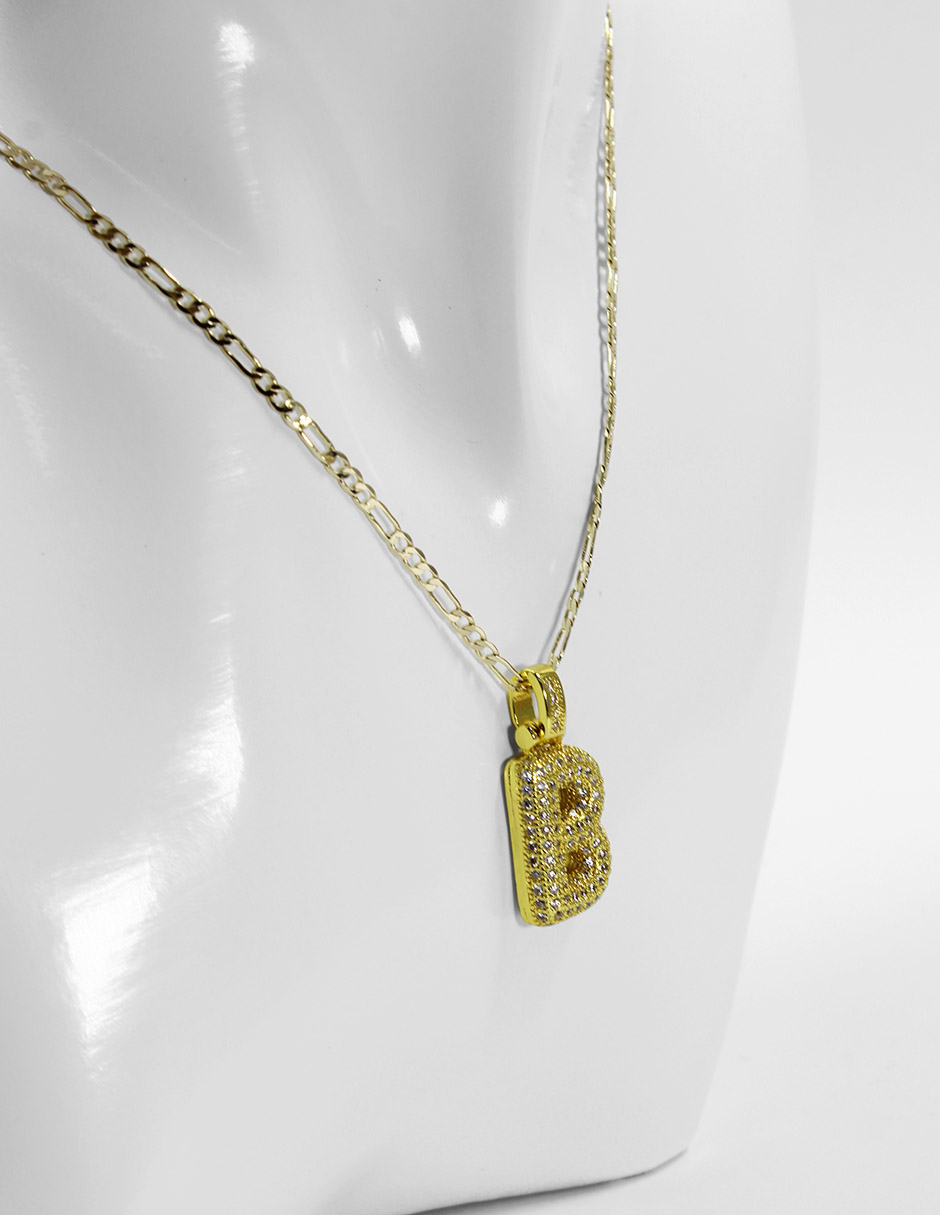 Collar con dije de oro laminado letra globo "B"
