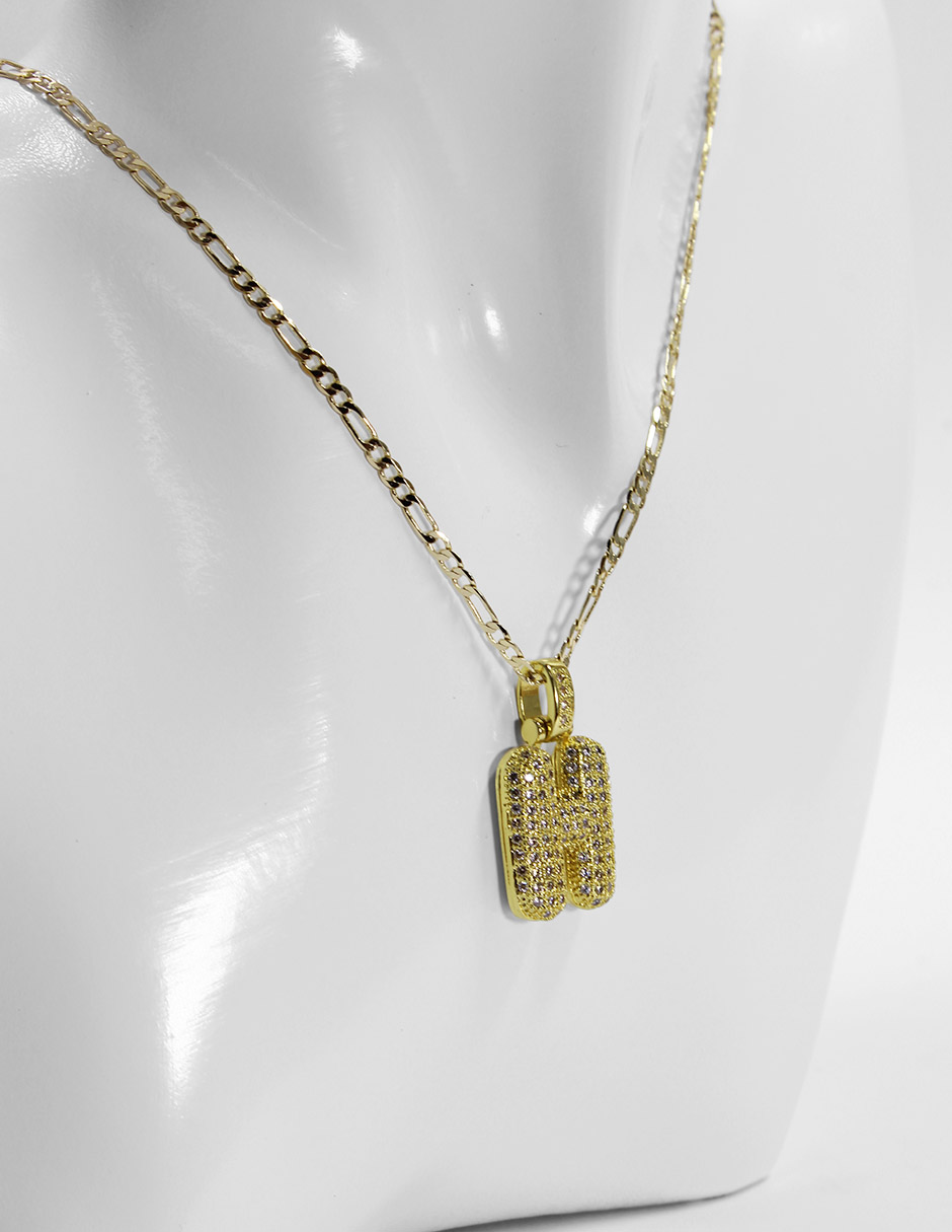 Collar con dije de oro laminado letra globo "H"