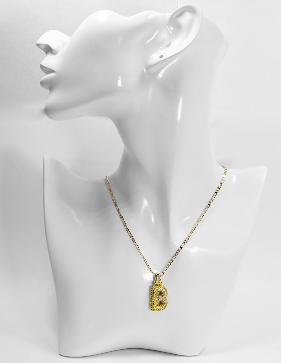 Collar con dije de oro laminado letra globo "B"