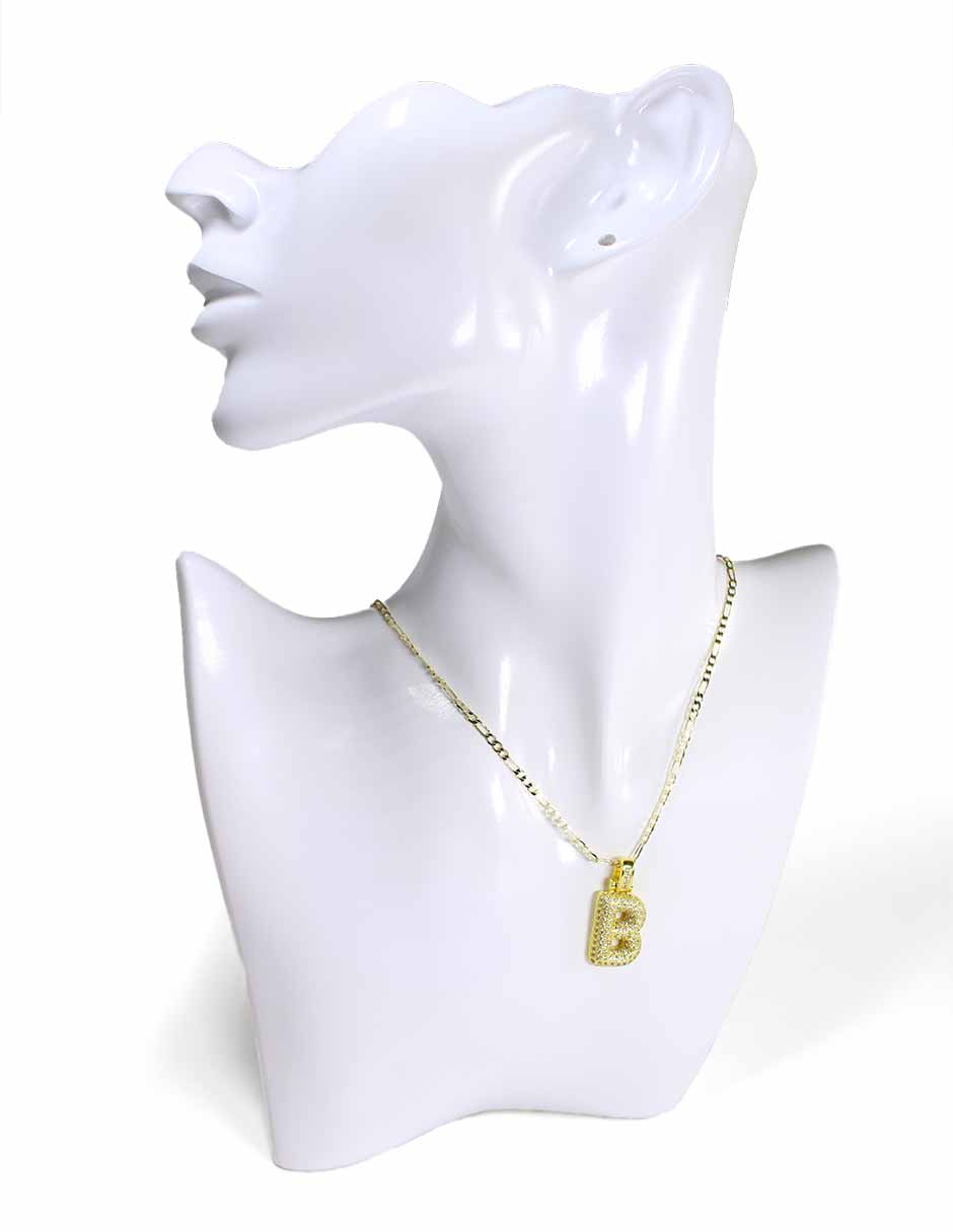 Collar con dije de oro laminado letra globo "B"