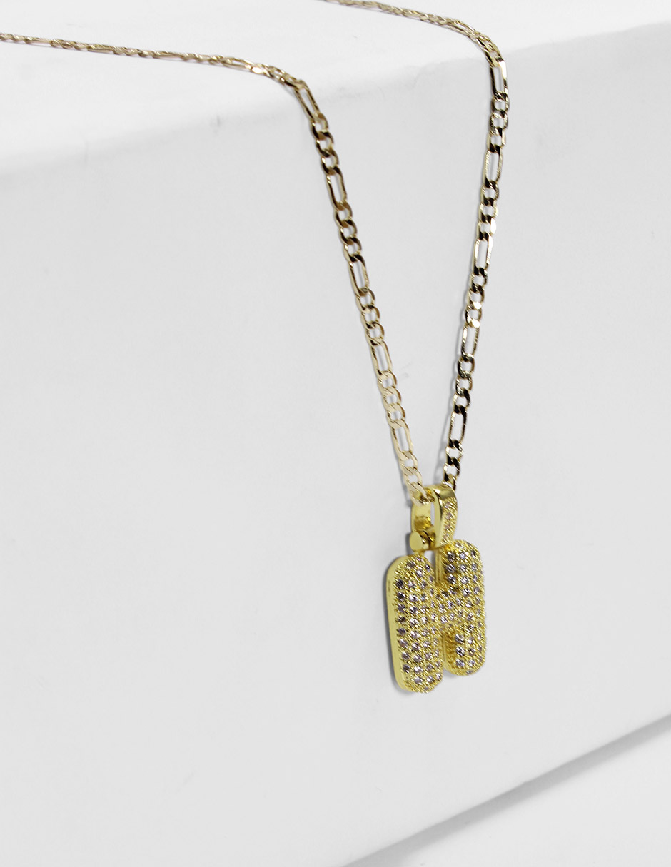Collar con dije de oro laminado letra globo "H"