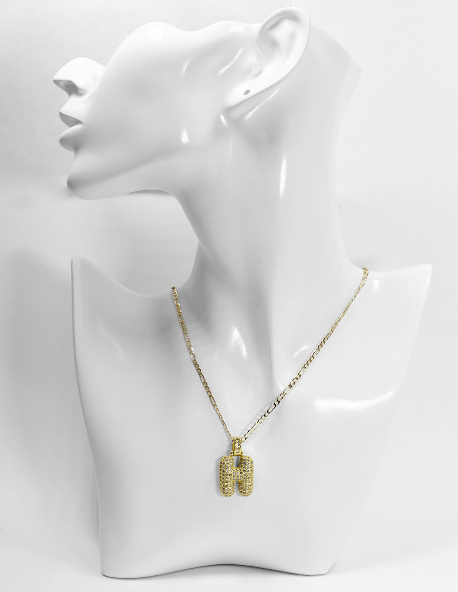 Collar con dije de oro laminado letra globo "H"
