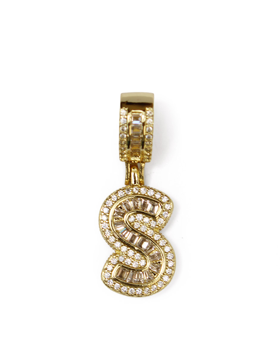 Collar con dije de oro laminado letra brillos "S"