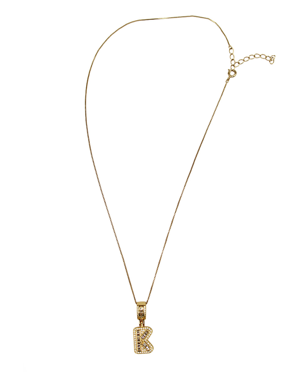 Collar con dije de oro laminado letra brillos "K"