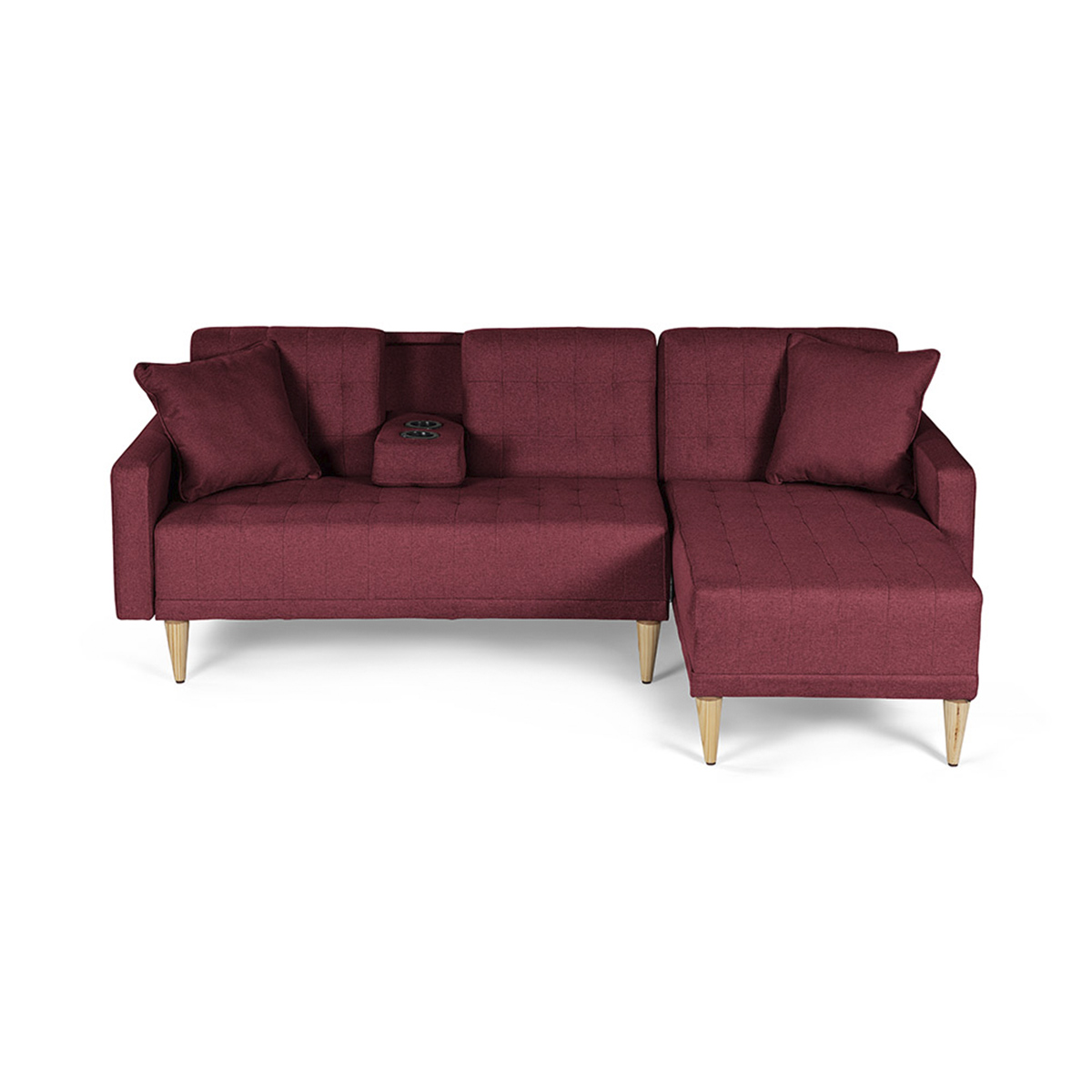 Sala Modular Reversible Makora Kendal con Memory Foam, Color Rojo Lino, Respaldo Reclinable de 3 Posiciones