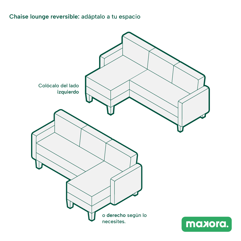 Sala Modular Reversible Makora Kendal con Memory Foam, Color Rojo Lino, Respaldo Reclinable de 3 Posiciones