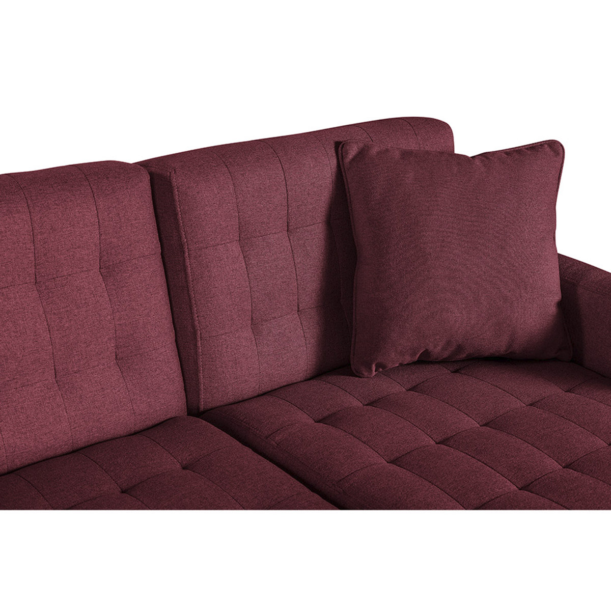 Sala Modular Reversible Makora Kendal con Memory Foam, Color Rojo Lino, Respaldo Reclinable de 3 Posiciones