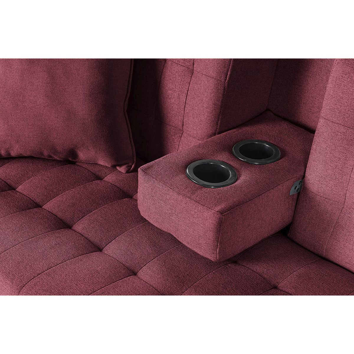 Sala Modular Reversible Makora Kendal con Memory Foam, Color Rojo Lino, Respaldo Reclinable de 3 Posiciones