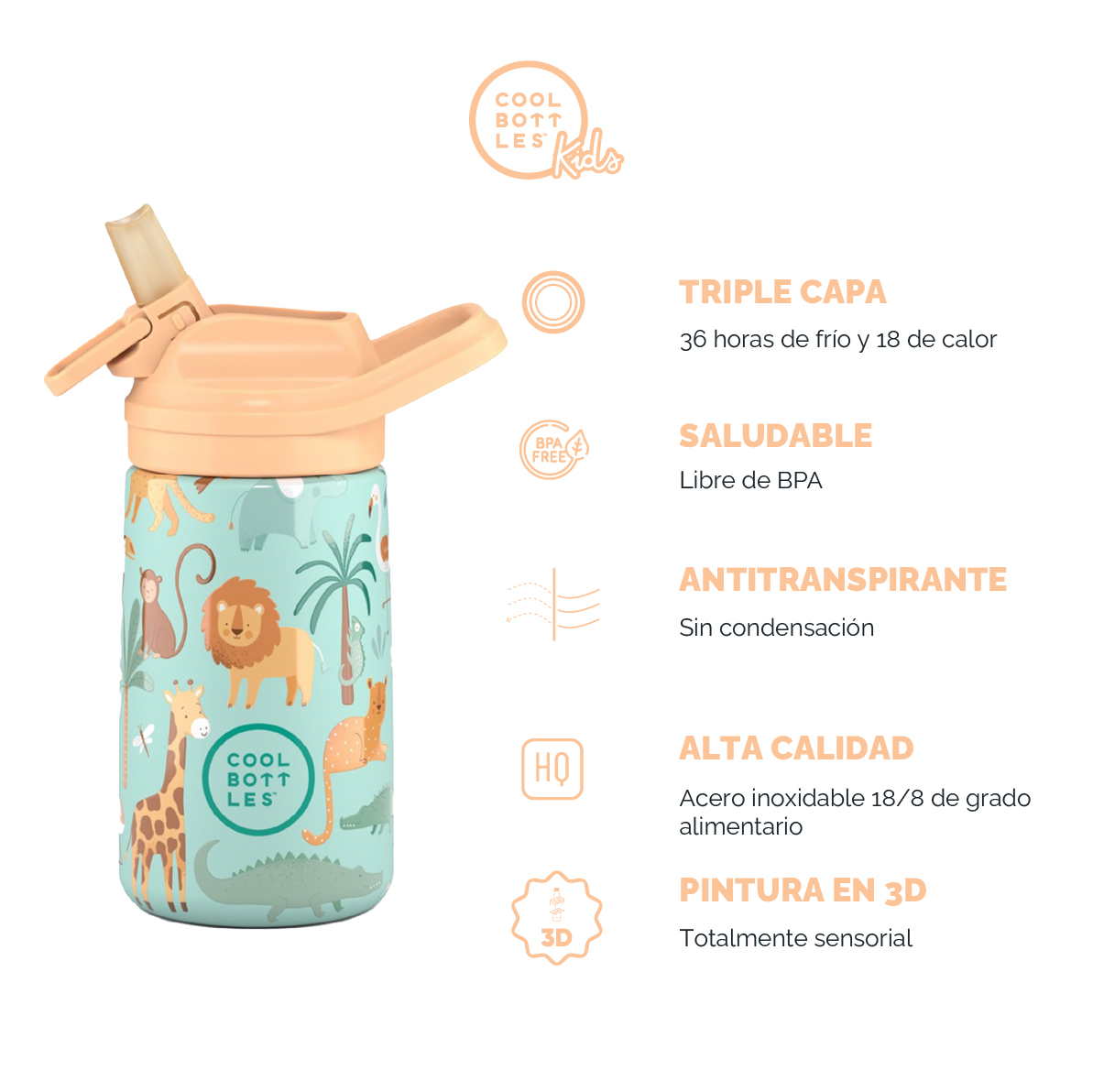 Cool Bottles Botella Termo Kiddie Wild Crew 350 Ml