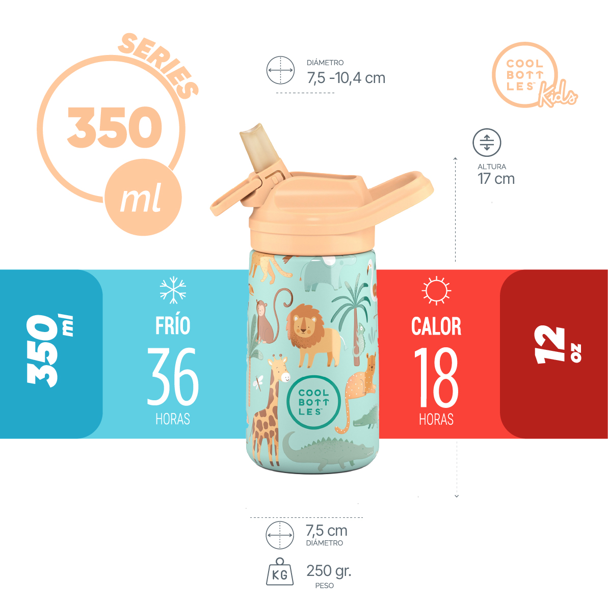 Cool Bottles Botella Termo Kiddie Wild Crew 350 Ml