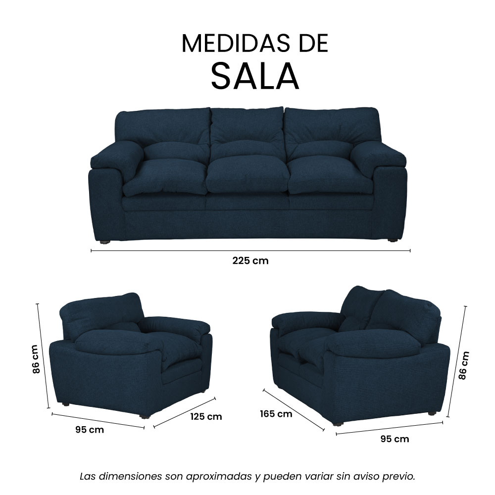 Sala 3 Piezas Trinity Cosmo Azul  ENTREGA SOLO EN CDMX Y AREA METROPOLITANA