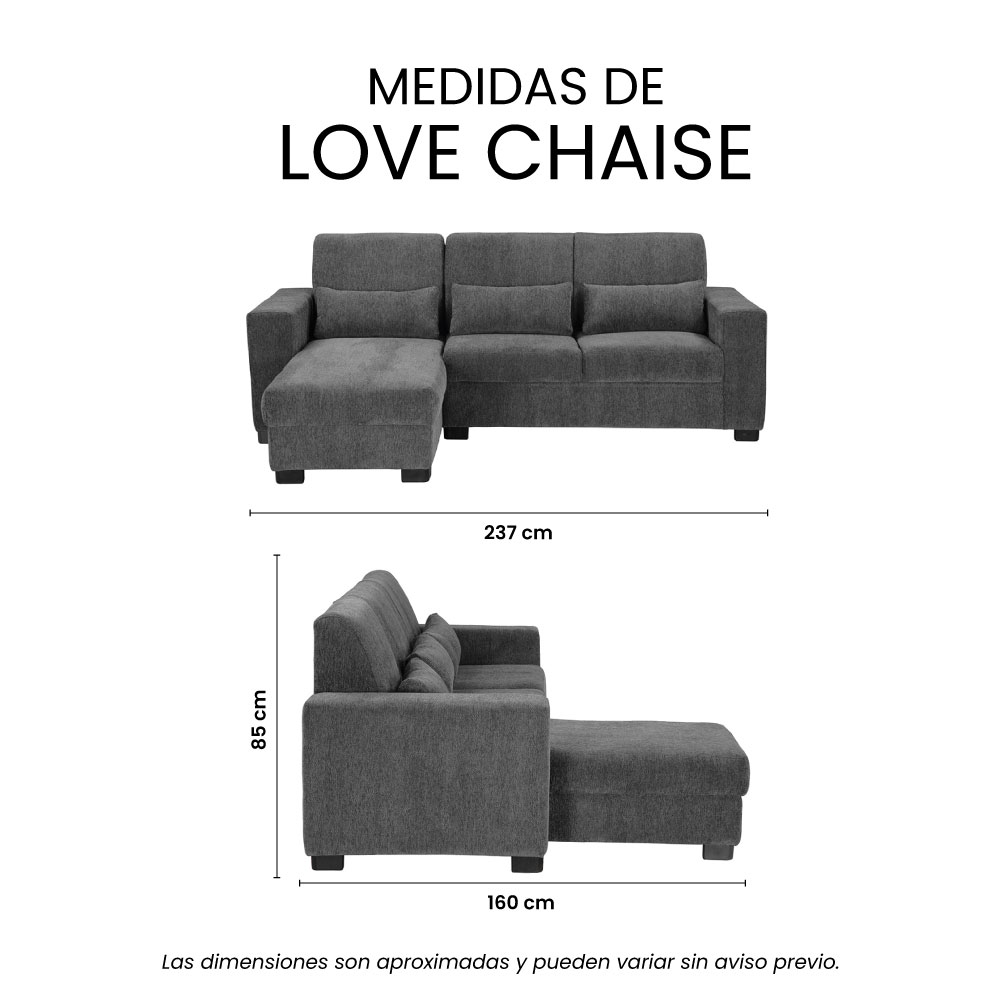 Love-Chaise Izquierdo Trinity Eros Gris Carbón ENTREGA SOLO EN CDMX Y AREA METROPOLITANA