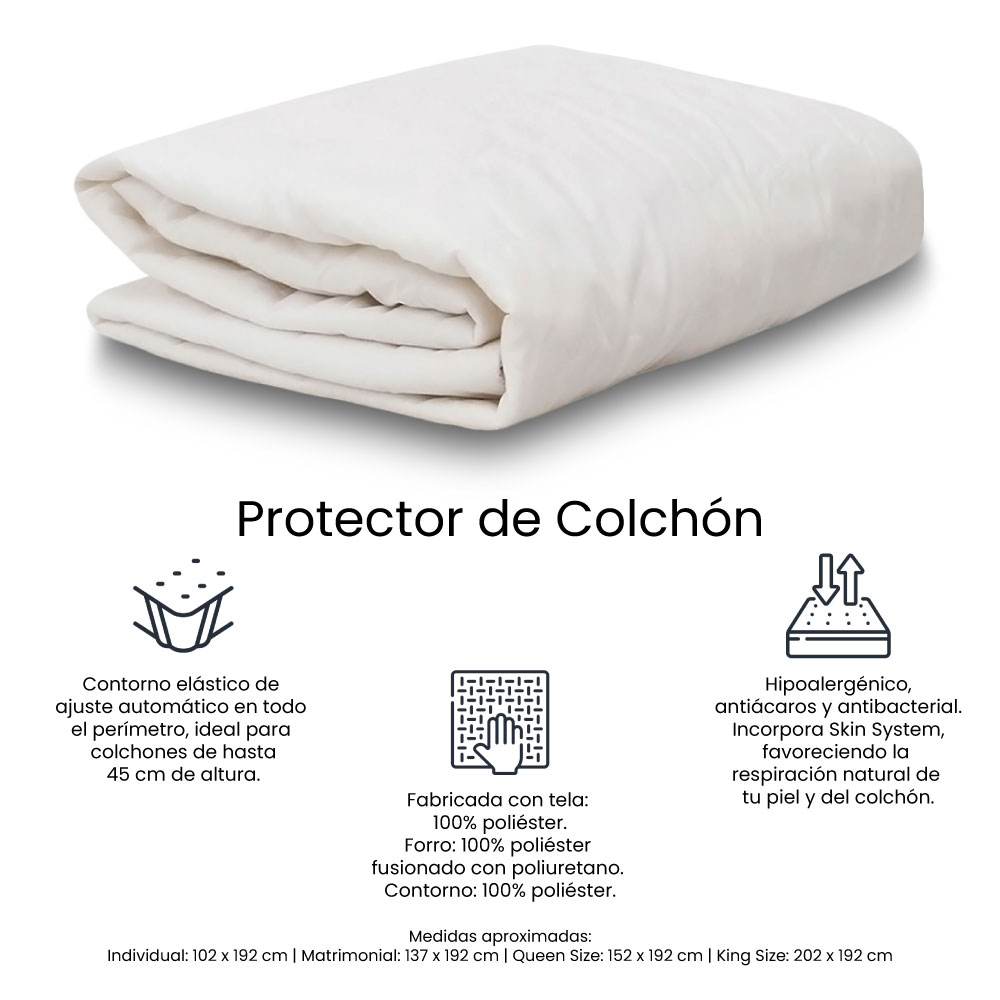 Colchón King Size Spring Air Therapy Blanco + Protector Spring Air Ultra + Sábanas Basic