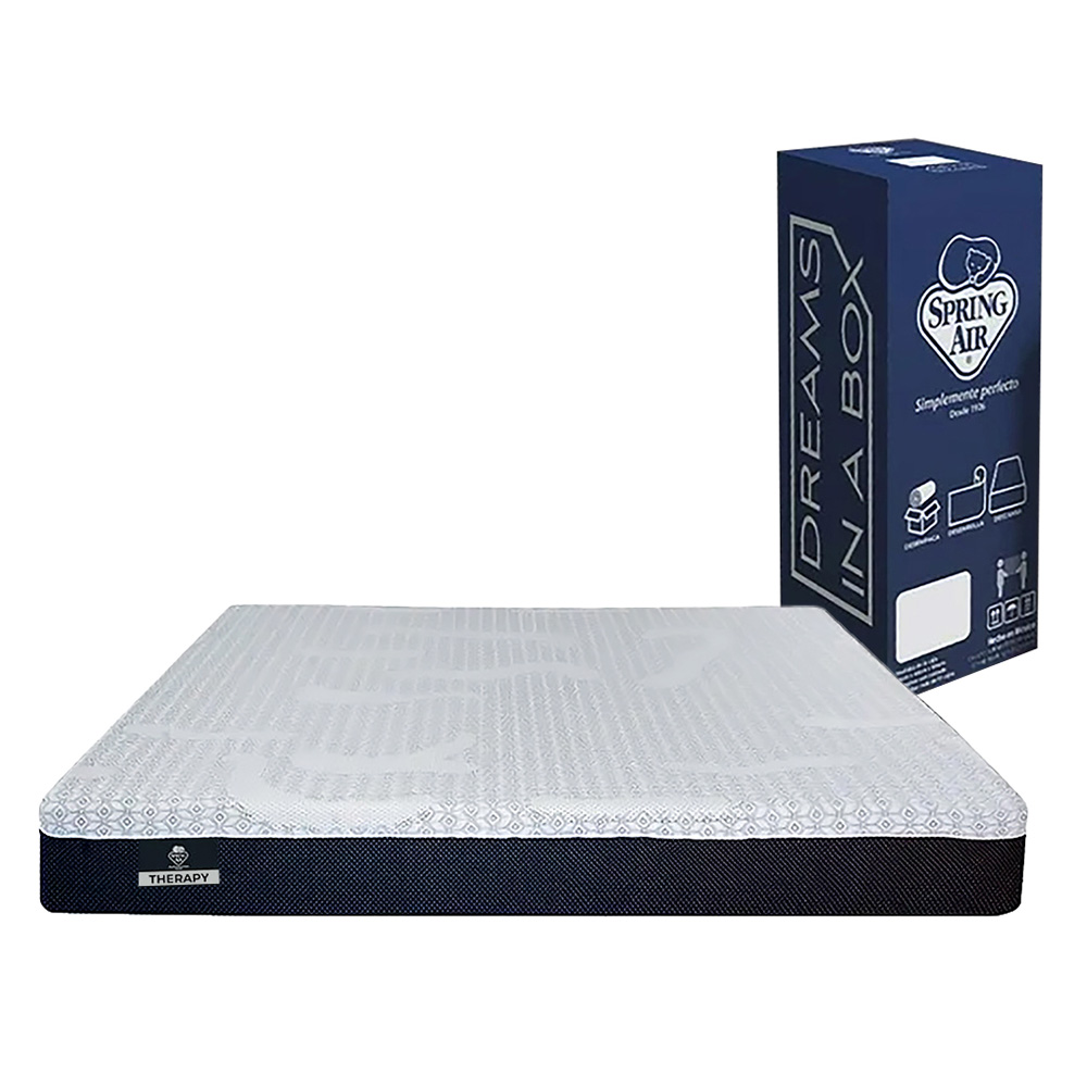 Colchón King Size Spring Air Therapy Blanco + Protector Spring Air Ultra + Sábanas Basic