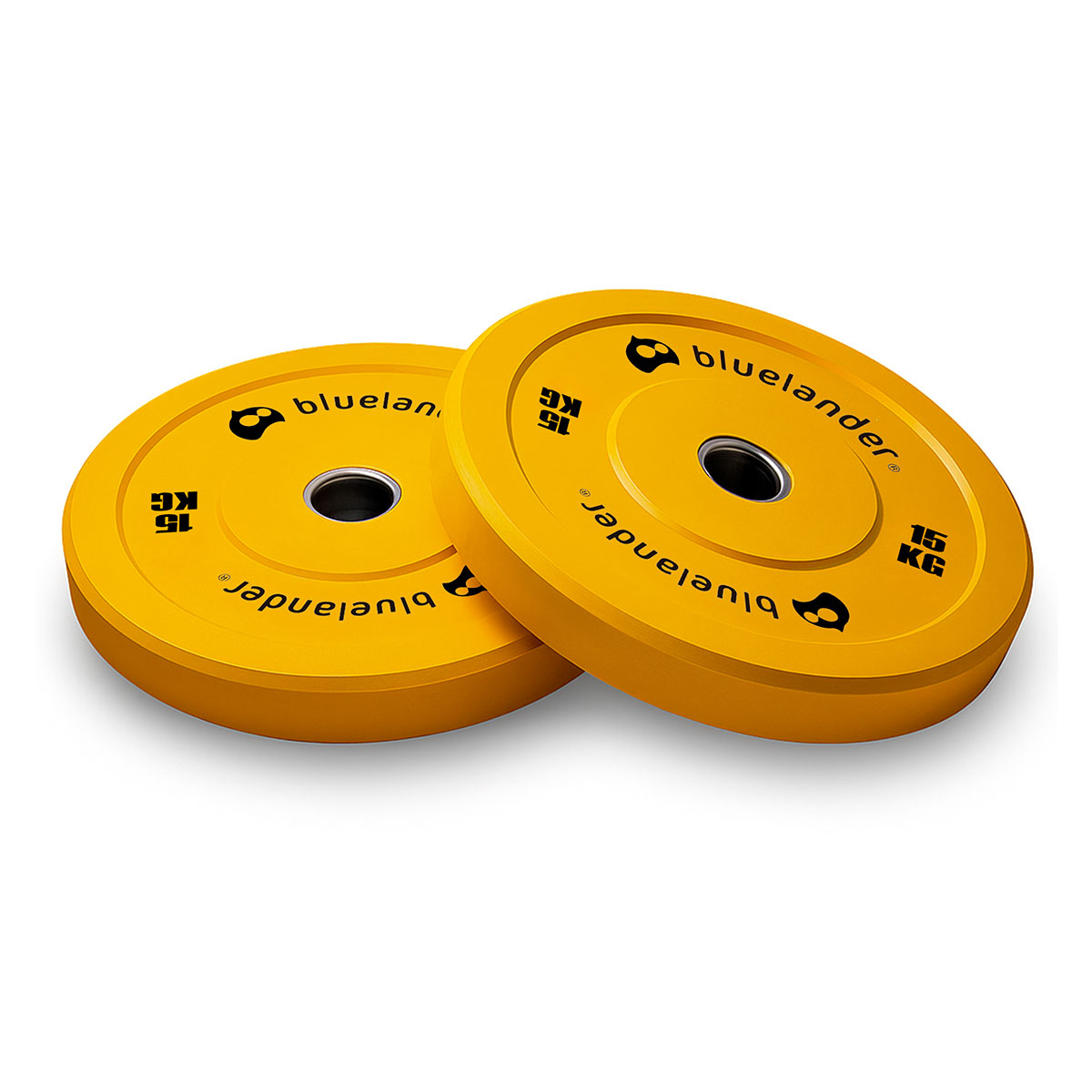 Par de Discos Olimpicos 15 kg para Barra,  Pesas de Caucho y Anillo de Hierro, Bluelander 