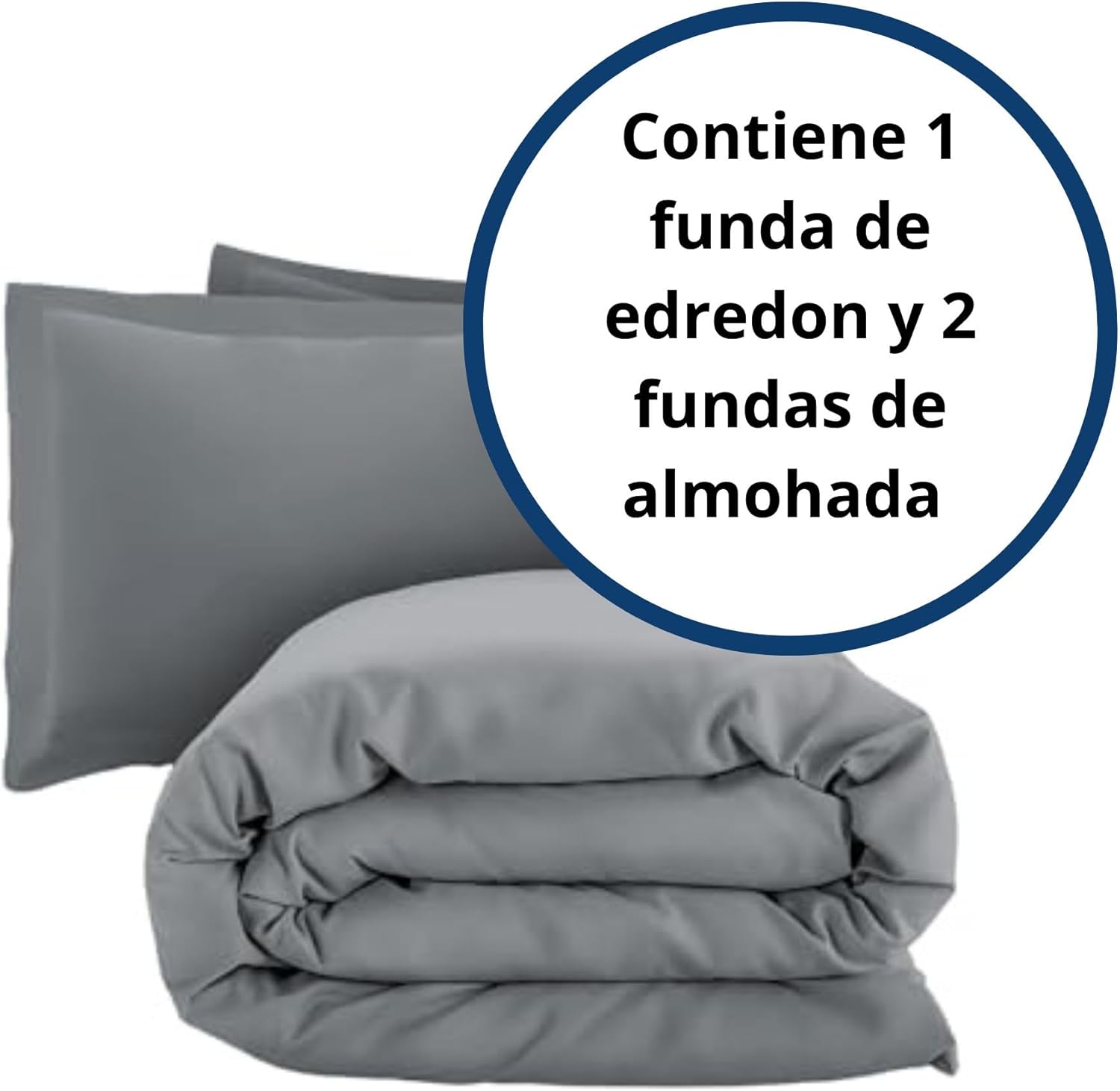 Juego de Funda Duvet para Edredon King Size con Cierre de Botones y 2 Fundas de Almohada, Gris, Bluelander
