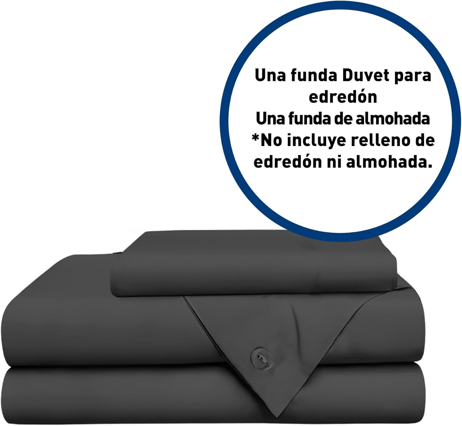 Juego de Funda Duvet para Edredon Matrimonial con Cierre de Botones y 2 Fundas de Almohada, Negro, Bluelander