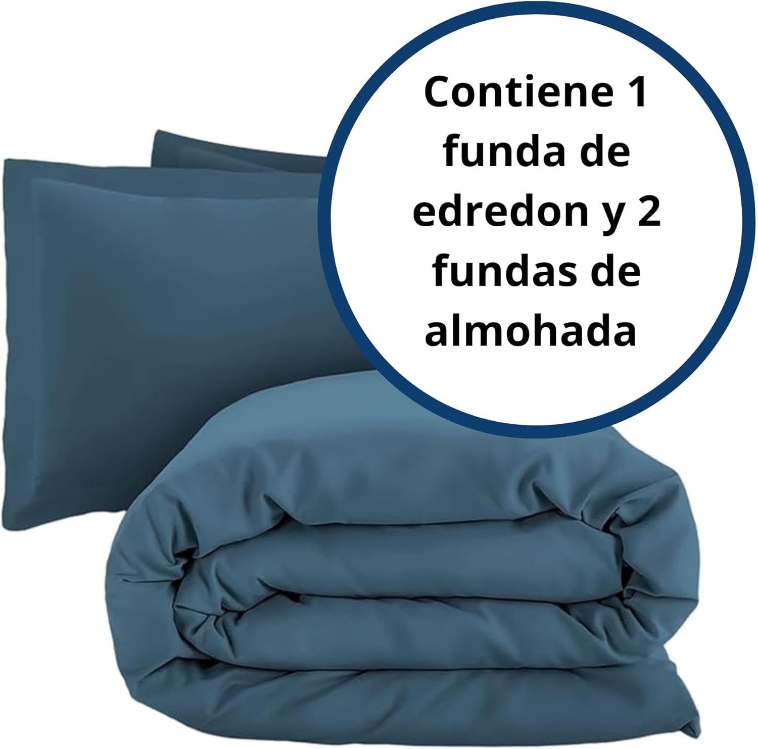 Juego de Funda Duvet para Edredon Matrimonial con Cierre de Botones y 2 Fundas de Almohada, Azul, Bluelander