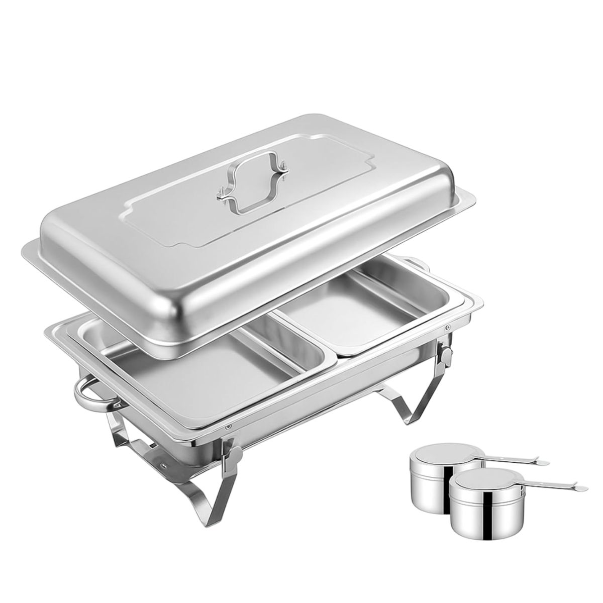 Buffetera de 2 Compartimentos con  2 Charolas y Quemadores de Acero Inoxidable, Bluelander 