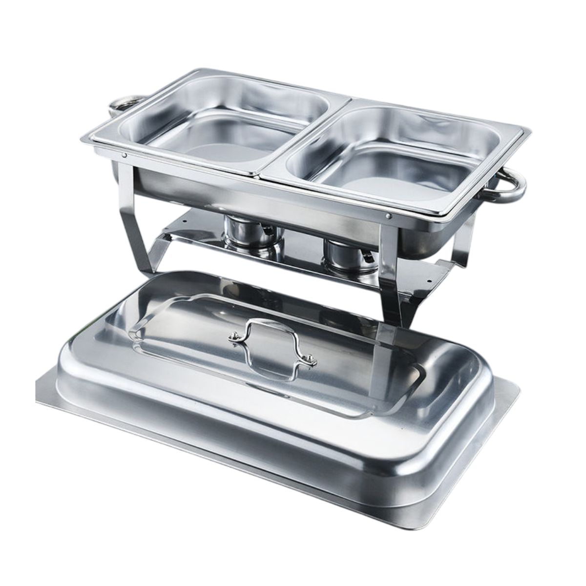 Buffetera de 2 Compartimentos con  2 Charolas y Quemadores de Acero Inoxidable, Bluelander 