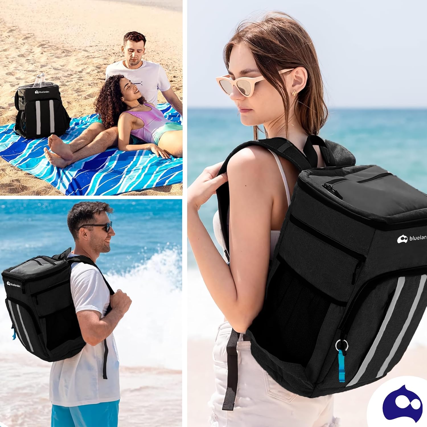 Lonchera Térmica Aislada Portátil, Capacidad de 27 L, Negro, Bluelander