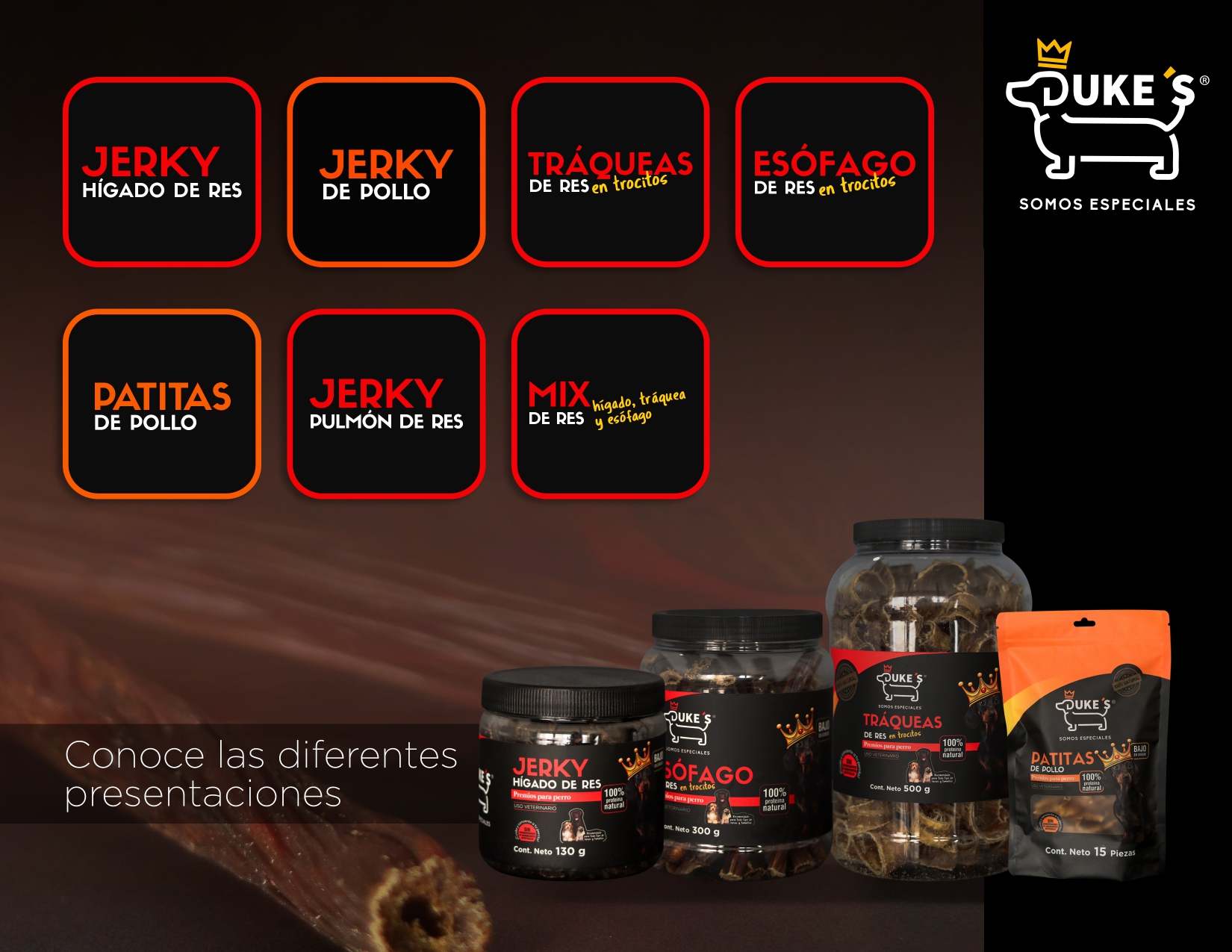 DUKE'S Premios para Perros Esófago Res 130g Proteina Premium 100% Naturales Sin Conservadores