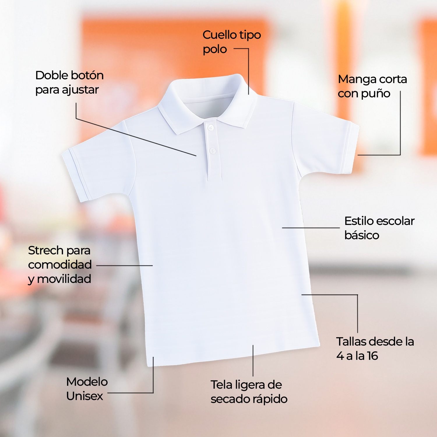 Playera Escolar Tipo Polo Para Niño Y Niña Comoda