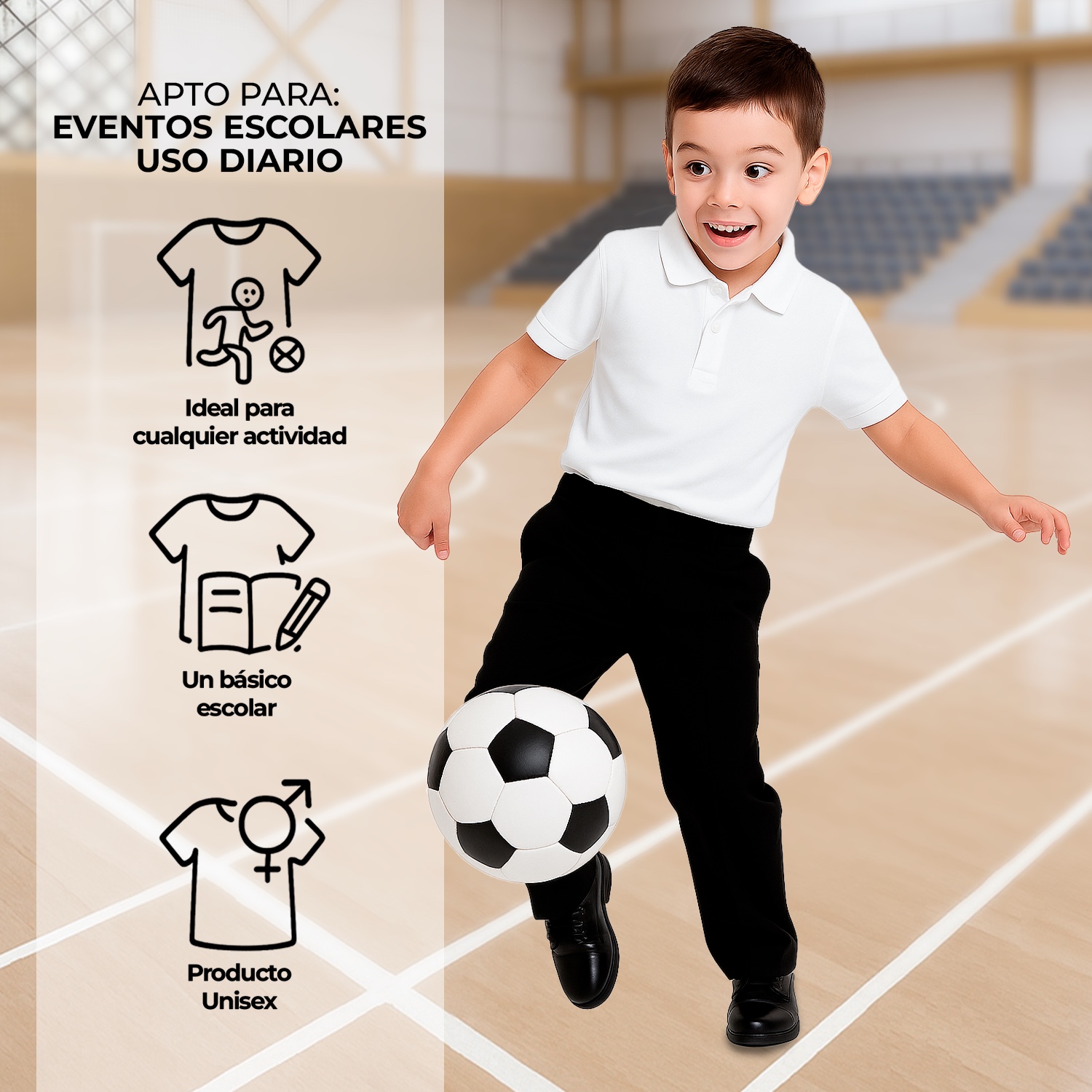 Playera Escolar Tipo Polo Para Niño Y Niña Comoda